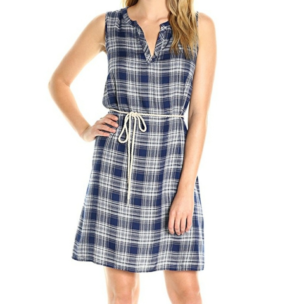 NEW GH Bass & Co twill plaid sleeves dress